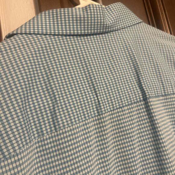 Van Heusen Flex Men's Long Sleeve Shirt Green/Aqua Plaid Size 16.5 32/33 Large - Picture 7 of 10